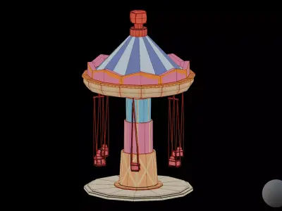 Amusement Park - Swing Ride  Low-poly 3D model