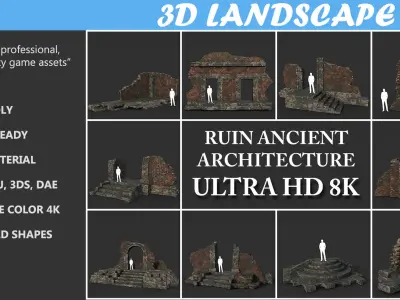 Low poly Ruin Construction Pack 200714 Low-poly 3D model