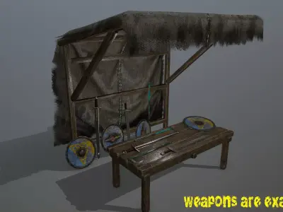 market  bench Low-poly 3D model