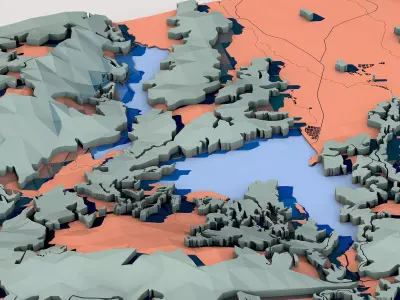 Low Poly Nature Landscape Diorama 3D model