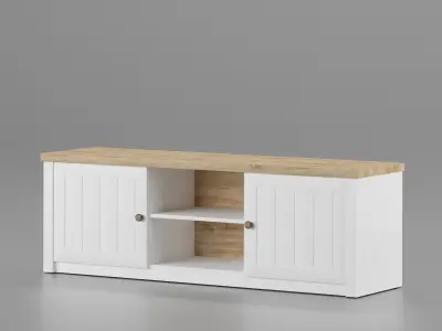 set MARKSKEL tv unit with wooden doors and drawers 3D model