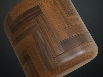 Polished Herringbone Walnut Wood Parquet PBR Seamless Texture