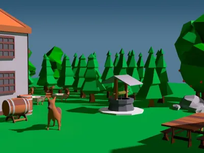 Simple Poly Farm Low-poly 3D model
