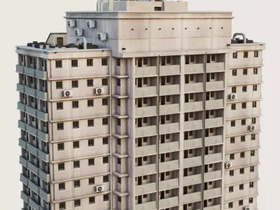 Building Skyscraper City Town Downtown Office Space Work Street Low-poly 3D model