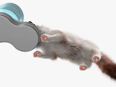  Ragdoll Cat with Pet Drinker Fur for Maya 