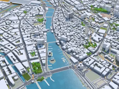 Zurich City Switzerland Low-poly 3D model
