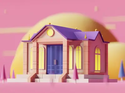 Toon House Low-poly 3D model
