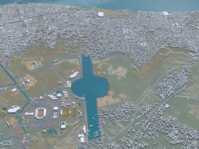 Palembang South Sumatra Indonesia 30km Low-poly 3D model