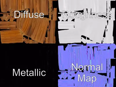 Rustic Wooden Fence model pack Low-poly 3D model