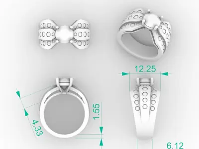 Multi-Row Diamond Ring 3D print model