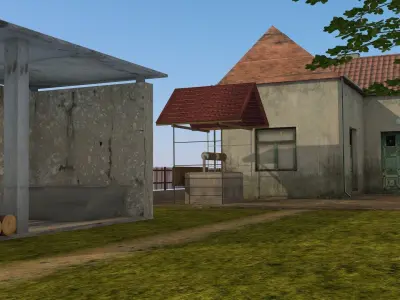 Rural household Low-poly 3D model