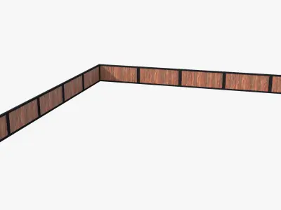 Modular Wooden Fence Low-poly 3D model