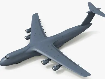  Strategic Airlift Jet with Extended Landing Gear Dark Gray Simplified 