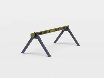 Road closed barrier Low-poly 3D model