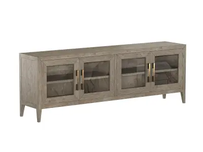 FRENCH CONTEMPORARY GLASS 4-DOOR MEDIA CONSOLE 3D model