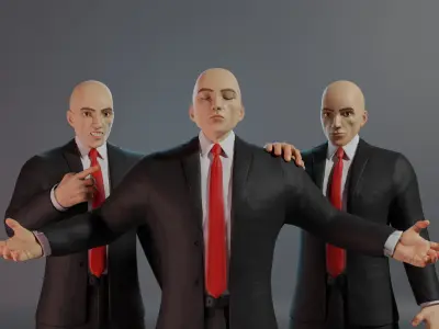  Muscular Man in Suit Rigged and Game-Ready 