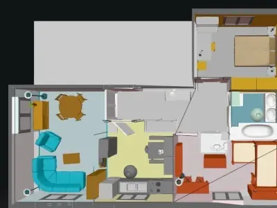 Detailed Floor plan 3d BLENDER ready 3D model Low-poly 3D model