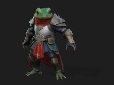 Big Warrior armor frog Rigged 2500 Free animations tutorial  Low-poly 3D model