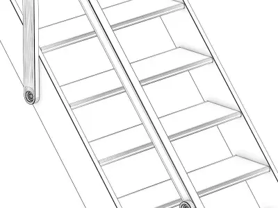 Wooden Stairs 6 3D model