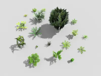 low poly foliage pack Low-poly 3D model