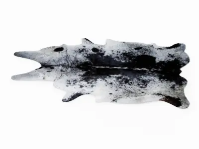 Leather Cowhide Rug With Black And White Spotted 3D model