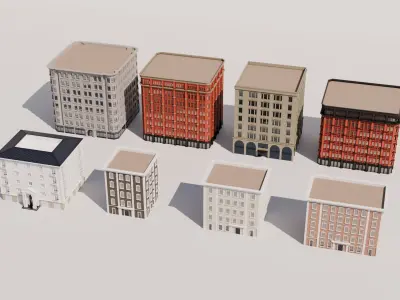 Low-Rise Classic Building Low-poly 3D model