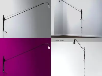 P wall lamp with four different angles 3D model