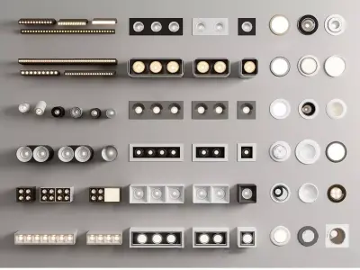 Modern downlights-spotlights-track lights 3D model