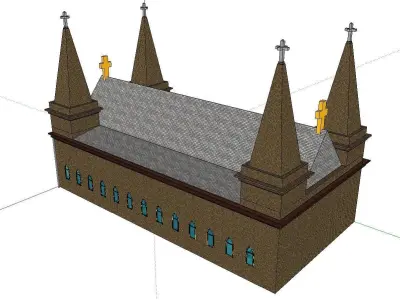 Architecture-Religion-God-Culture-Temple-0125 church with two... 3D model