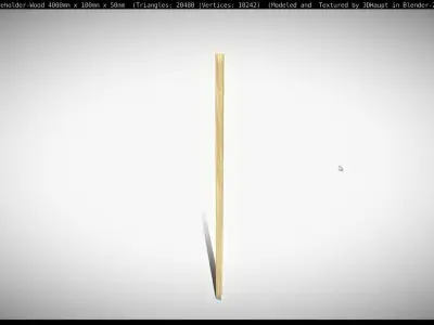 Placeholder-Wood 4000mm x 100mm x 50mm High-Poly Free 3D model