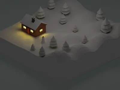 Winter house Low-poly 3D model