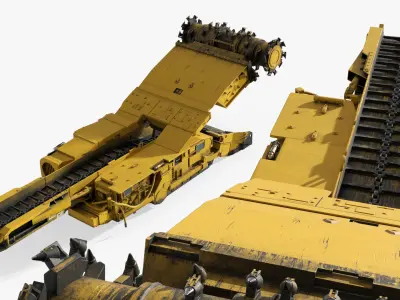  Tunnel Boring Miner with Integrated Conveyor Feeder Yellow Used Rigged for Maya 