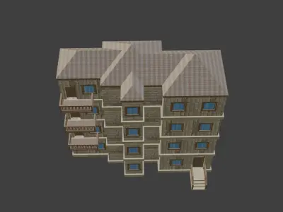House Model 6 apartment building Low-poly 3D model