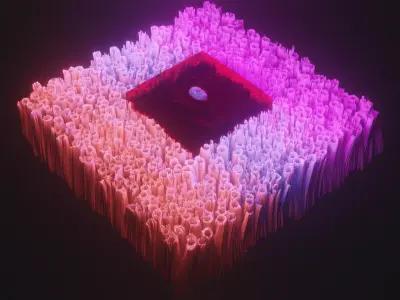 Vision cube made of colored lights Free low-poly 3D model