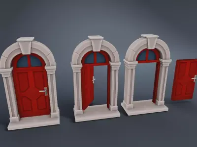 Stylized doors Low-poly 3D model