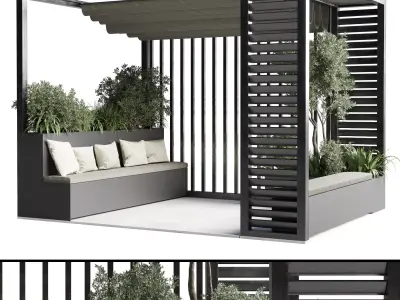 Landscape Furniture with Pergola and Roof-garden 06 Low-poly 3D model
