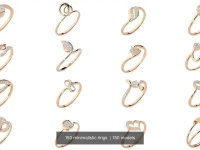 150 minimalistic light wt rings  3D Model Pack