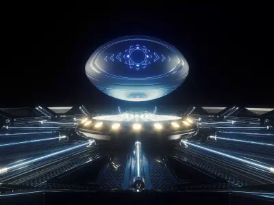 Futuristic Rugby Ball and Stage 3D model