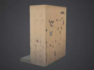 Modular Urban Building Facade with Fire Escape and Graffiti  Low-poly 3D model