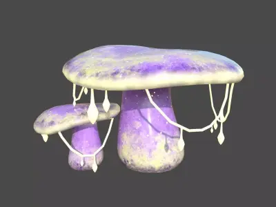 Fantasy Mushroom C08 Purple Yellow - Scene Backdrop Design Low-poly 3D model