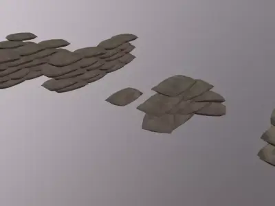  Game Barricade Sandbags Low-poly 3D model