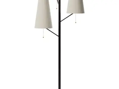 Rachel Metal Triple Head Floor Lamp Antique Brass Low-poly 3D model