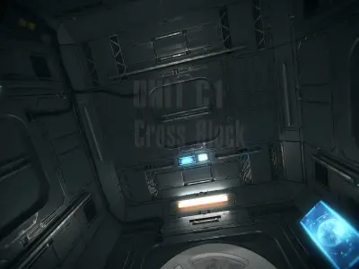 Spaceship Interior 03 Cross Unit PBR 3D model