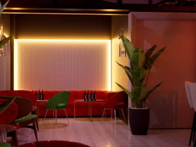 The Bar with lighting 3D model