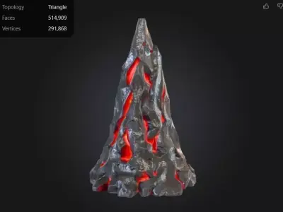 modular volcanic spire 3D model