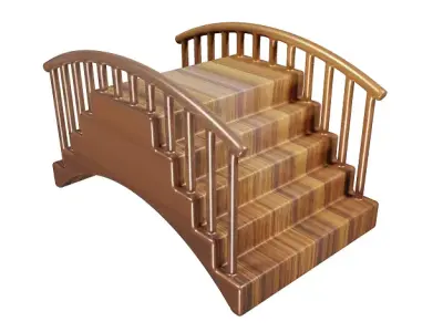 Classic Wooden Cartoon Bridge Low-poly 3D model