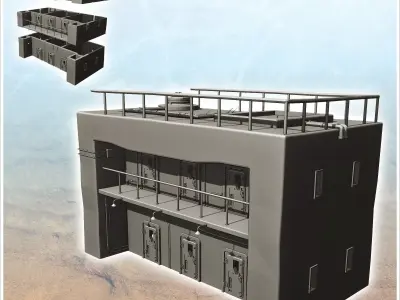 Futuristic prison with armored doors and outdoor streetlights 19 3D print model