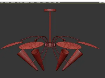  6 light chandelier Low-poly 3D model