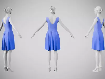 Dress 21 Very Light Blue Low-poly 3D model