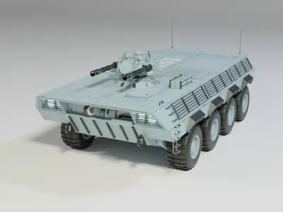  sci-fi armored personnel carrier with turret LowPoly Low-poly 3D model
